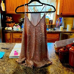 Boutique sequin Cami with kimono. Blush in color. size large new without tags.